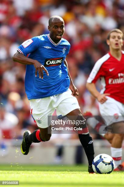 DaMarcus Beasley of Rangers runs with the ball during the Emirates Cup match between Arsenal and Glasgow Rangers at the Emirates Stadium on August 2,...