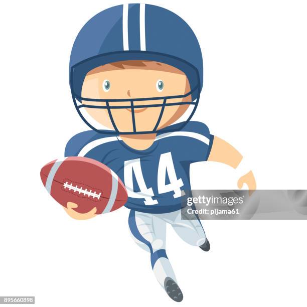 african american football player run with ball. - kids sports stock illustrations