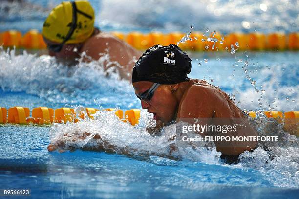 Russia's Yuliya Efimova competes during the women's 50m breaststoke final on August 2, 2009 at the FINA World Swimming Championships in Rome. Efimova...