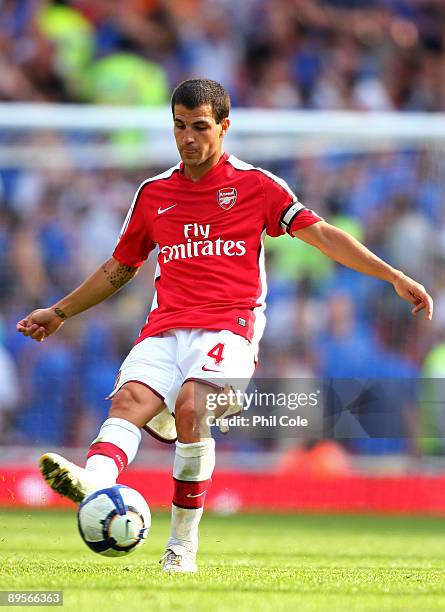 Cesc Fabregas of Arsenal passes the ball during the Emirates Cup match between Arsenal and Glasgow Rangers at the Emirates Stadium on August 2, 2009...