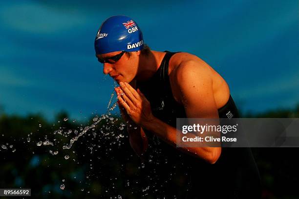 David Davies of Great Britain competes in the Men's 1500m Freestyle Final during the 13th FINA World Championships at the Stadio del Nuoto on August...