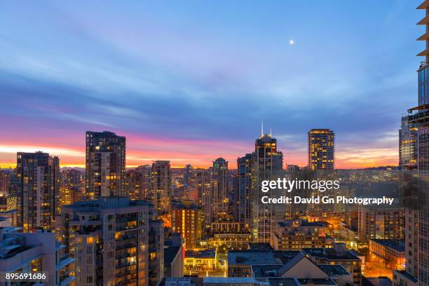 condominium apartment living in downtown vancouver bc canada during sunrise - downtown vancouver stock pictures, royalty-free photos & images