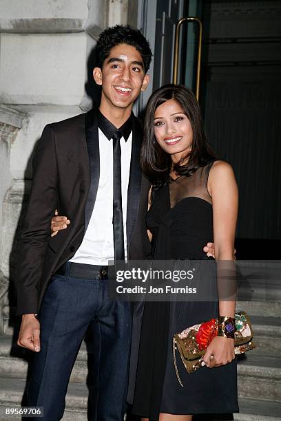 Dev Patel and Freida Pinto attend a screening of 'Slumdog Millionaire' at Somerset House on August 2, 2009 in London, England.