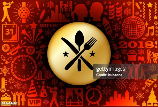 utensils new year holiday background pattern - repeat button stock illustrations