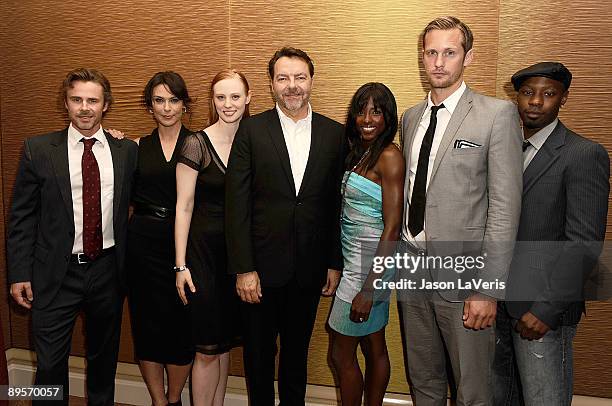 The cast of "True Blood" Actors Sam Trammell, Michelle Forbes, Rutina Wesley, creator of 'True Blood' Alan Ball, actors Deborah Ann Woll, Alexander...