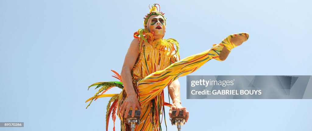 An artist performs at the Grove in Los A