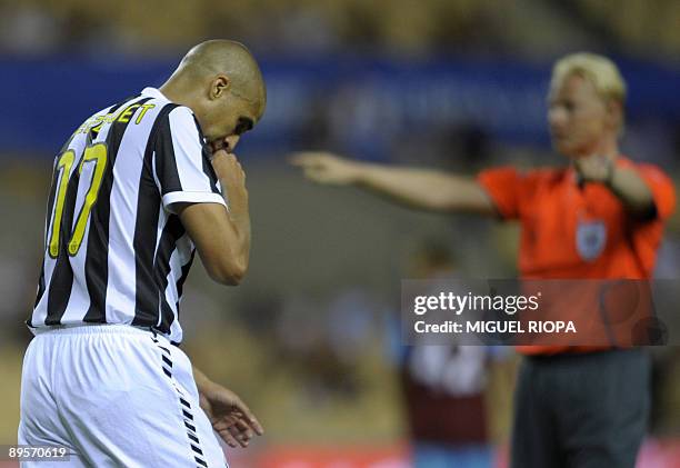 Juventus´s player David Trezeguet reacts after missing a chance to score against Aston Villa during the Peace Cup tournament final football match at...