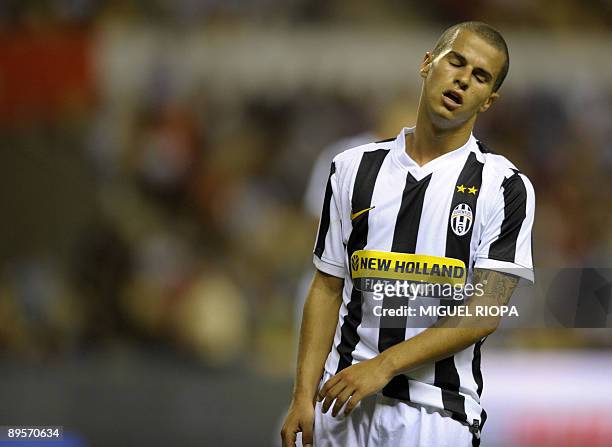 Juventus´ player Sebastian Giovinco reacts during the Peace Cup tournament final football match against Aston Villa at the Olimpic Stadium in...