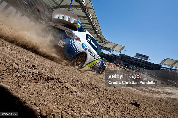 Travis Pastrana competes in Rally Car Racing at Summer X Games 15 at Home Depot Center on August 2, 2009 in Carson, California.