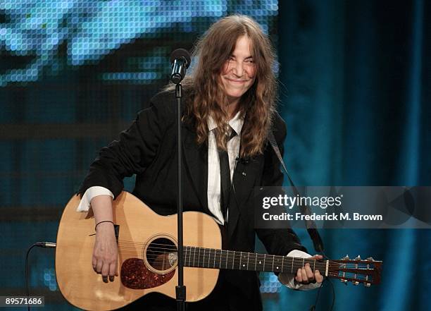 Musician Patti Smirh from the program "Patti Smith Dream of Life" speaks during the PBS portion of the 2009 Summer Television Critics Association...