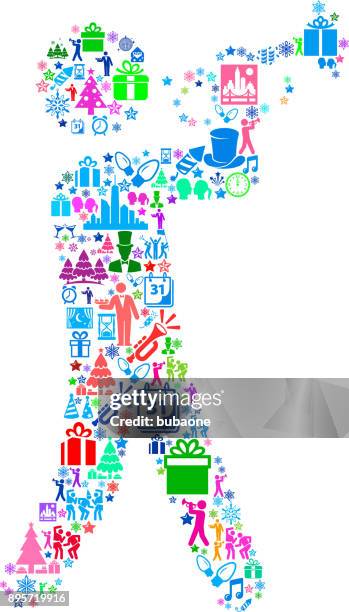 man playing trumpet new year celebration party - time square stock illustrations