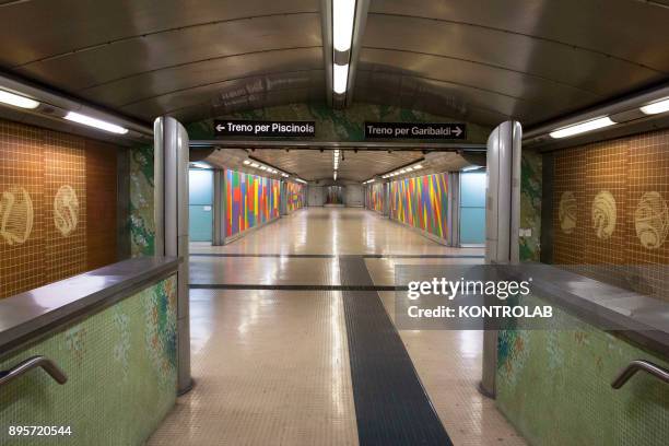 View inside one of underground metro stations in Naples. The Neapolitan Underground Line1 is called "Art Station Line".