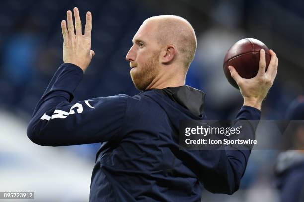 Chicago Bears quarterback Mike Glennon warms up prior to a game between the Chicago Bears and the Detroit Lions on December 16 at Ford Field in...