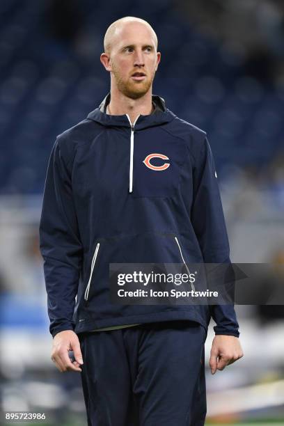 Chicago Bears quarterback Mike Glennon warms up prior to a game between the Chicago Bears and the Detroit Lions on December 16 at Ford Field in...