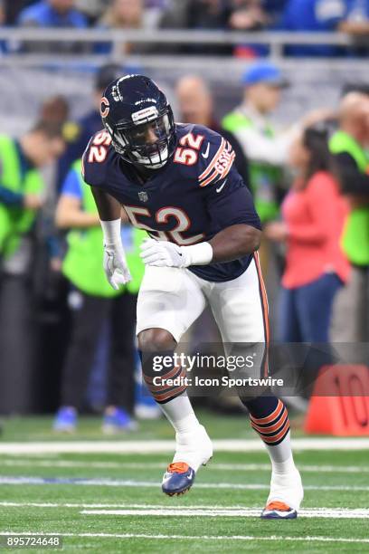 Chicago Bears inside linebacker Christian Jones in action during a game between the Chicago Bears and the Detroit Lions on December 16 at Ford Field...