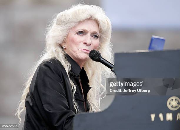 Singer/Songwriter Judy Collins performs during day 2 of George Wein's Folk Festival 50 at Fort Adams State Park on August 2, 2009 in Newport, Rhode...
