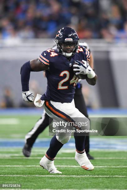 Chicago Bears running back Jordan Howard runs the ball during a game between the Chicago Bears and the Detroit Lions on December 16 at Ford Field in...