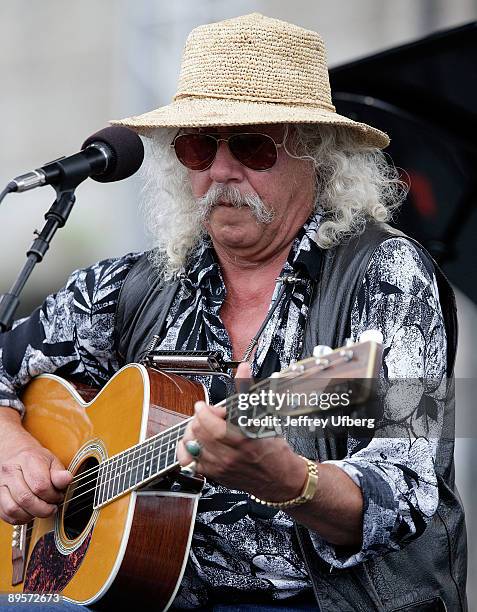 Singer/Songwriter Arlo Guthrie performs during day 2 of George Wein's Folk Festival 50 at Fort Adams State Park on August 2, 2009 in Newport, Rhode...