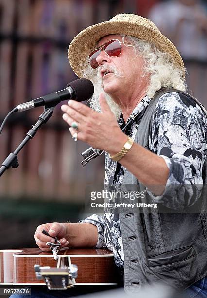 Singer/Songwriter Arlo Guthrie performs during day 2 of George Wein's Folk Festival 50 at Fort Adams State Park on August 2, 2009 in Newport, Rhode...
