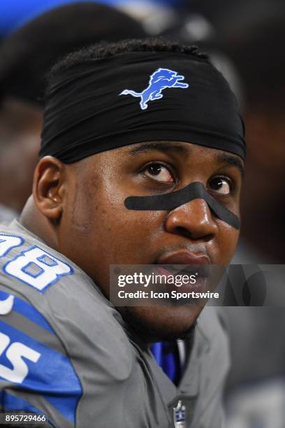 Detroit Lions defensive end Jeremiah Ledbetter during a game between the Chicago Bears and the Detroit Lions on December 16 at Ford Field in Detroit,...