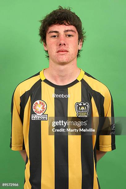 Marco Rojas poses during the official Wellington Phoenix 2009/10 Hyundai A-League headshots session at Westpac Stadium on July 14, 2009 in...