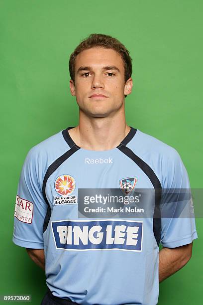Adam Casey poses during the official Sydney FC 2009/10 Hyundai A-League headshots session at the Sydney Football Stadium on July 2, 2009 in Sydney,...