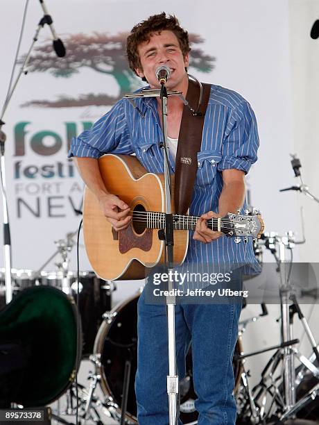 Singer/Musician Joe Pug performs during day 2 of George Wein's Folk Festival 50 at Fort Adams State Park on August 2, 2009 in Newport, Rhode Island.