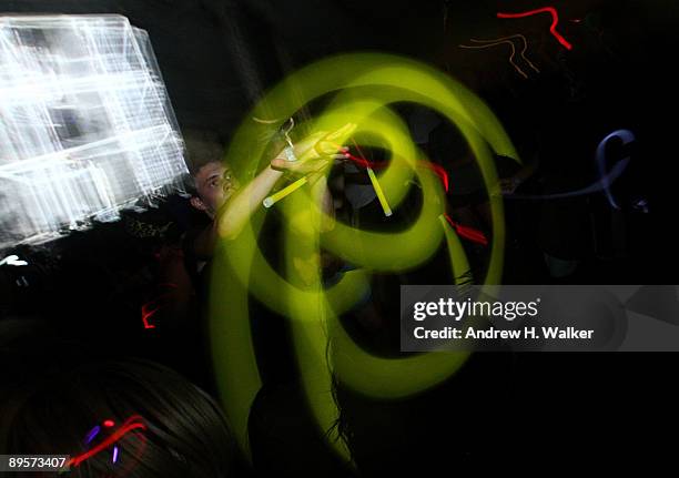 General view of festival-goers as Etienne de Crecy performs on stage during the 2009 All Points West Music & Arts Festival at Liberty State Park on...