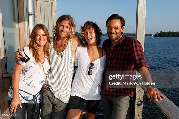 Celebrity makeup artist Kerry Malouf, fashion designer Tracy Feith, pro surfer Kassia Meador and celebrity hairstylist Danny DiMauro pose for a photo...