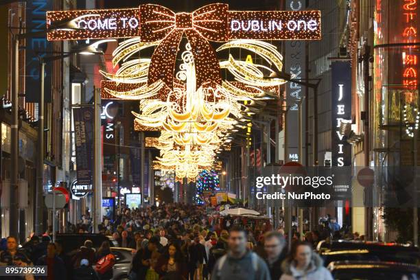 General view of Henry Street in Dublin decorated during the Christmas Season 2017, just a few days ahead of Christmas. On Tuesday, 19 December 2017,...