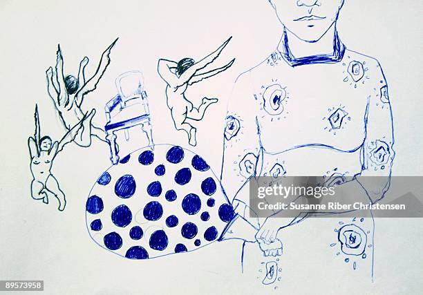 lady blue - scandinavian interior stock illustrations