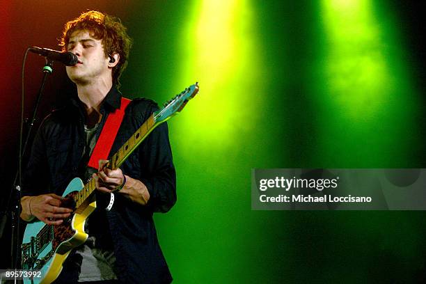 Musician Andrew VanWyngarden of MGMT performs on stage during the 2009 All Points West Music & Arts Festival at Liberty State Park on August 2, 2009...
