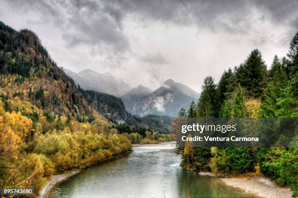 the lech river - füssen, germany - schwangau stockfoto's en -beelden