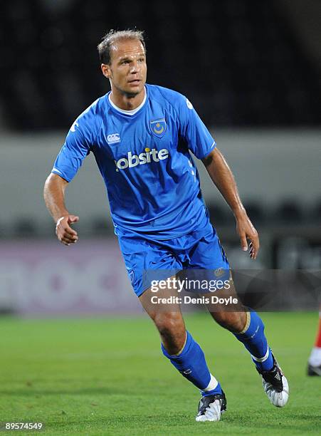 Angelos Basinas of Portsmouth in action against Benfica during the Guimaraes Trophy match between Portsmouth and Benfica at the Alfonso Henriques...