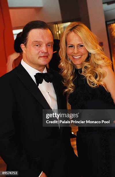 Prince Alexander Von Schaumburg-Lippe and Princess Von Schaumburg-Lippe arrive at the 61st Monaco Red Cross Ball at the Monte-Carlo Sporting Club on...