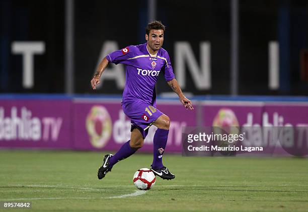 Adrian Mutu of Fiorentina is shown in action during Dahlia Cup match played between Fiorentina and Cagliari at Angelo Massimino Stadium on August 2,...