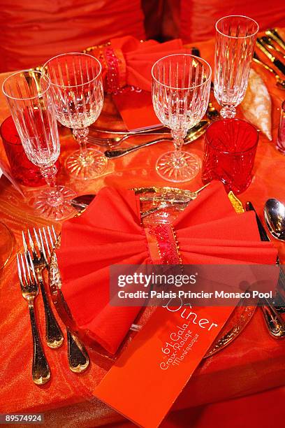 Table details at the 61st Monaco Red Cross Ball at the Monte-Carlo Sporting Club on July 31, 2009 in Monte Carlo, Monaco.