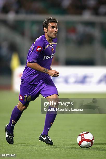 Adrian Mutu of Fiorentina is shown in action during Dahlia Cup match played between Fiorentina and Cagliari at Angelo Massimino Stadium on August 2,...