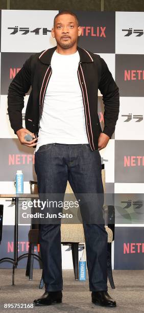 Will Smith attends the press conference for 'Bright' at the Ritz-Carlton on December 20, 2017 in Tokyo, Japan.