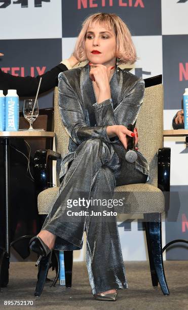 Noomi Rapace attends the press conference for 'Bright' at the Ritz-Carlton on December 20, 2017 in Tokyo, Japan.