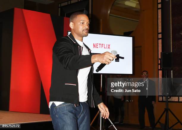 Will Smith attends the press conference for 'Bright' at the Ritz-Carlton on December 20, 2017 in Tokyo, Japan.