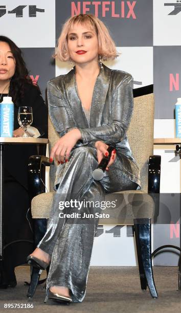 Noomi Rapace attends the press conference for 'Bright' at the Ritz-Carlton on December 20, 2017 in Tokyo, Japan.