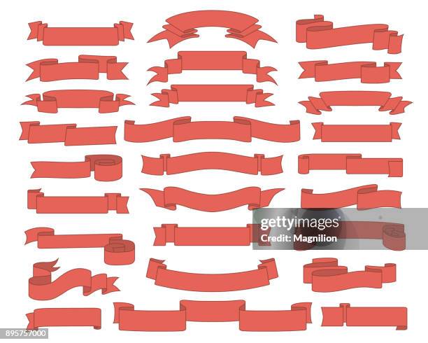 red ribbons set - royalty stock illustrations