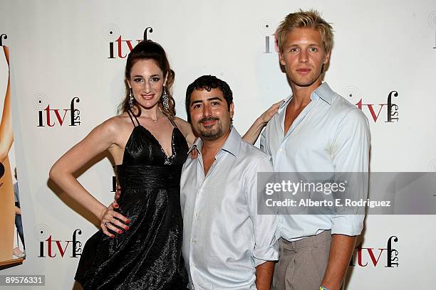 Director/producer Tamela D'Amico, creator/writer Ernie Vecchionne and actor Matt Barr arrive at the premiere of "Sex Ed: The Series" held at Laemmle...