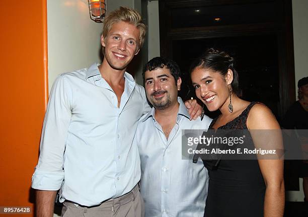 Actor Matt Barr, creator/writer Ernie Vecchione and actress Q'orianka Kilcher attend the after party for the premiere of "Sex Ed: The Series" held at...