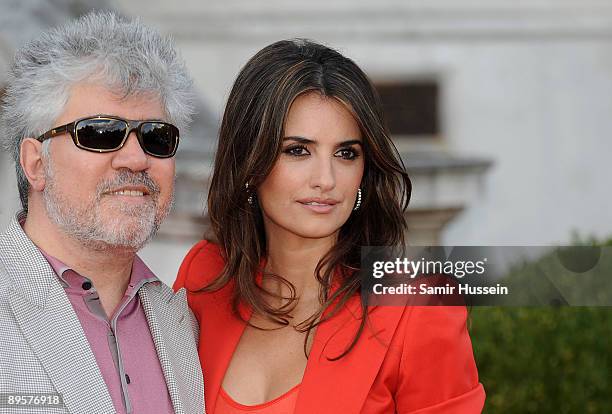 Pedro Almodovar and Penelope Cruz arrive at the UK film premiere of 'Broken Embraces' at the opening night of Film4 Summer Screen at Somerset House...