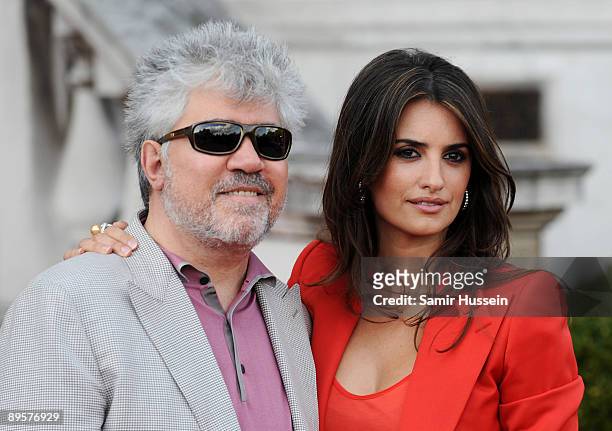 Pedro Almodovar and Penelope Cruz arrive at the UK film premiere of 'Broken Embraces' at the opening night of Film4 Summer Screen at Somerset House...
