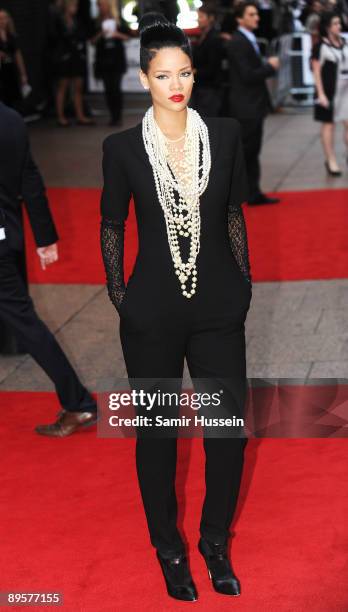 Rihanna arrives for the UK film premiere of 'Inglourious Basterds' at the Odeon Leicester Square on July 23, 2009 in London, England.