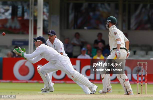 England wicketkeeper Matt Prior catches Michael Clarke during day five of the npower 3rd Ashes Test Match between England and Australia at Edgbaston...