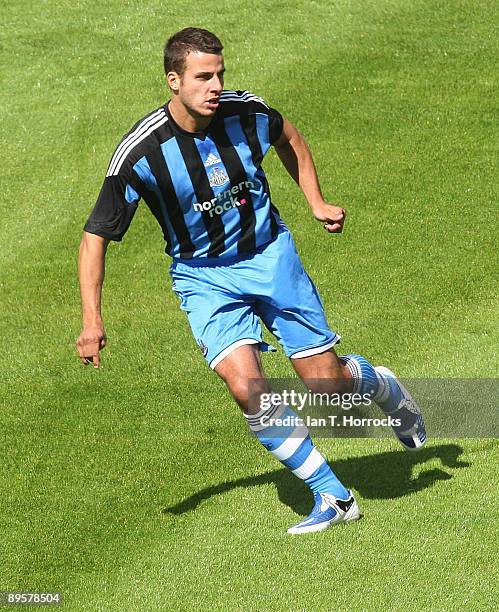 Steven Taylor in action during a pre-season friendly match between Dundee United and Newcastle United at Tannadice stadium on Aug 02, 2009 in Dundee,...